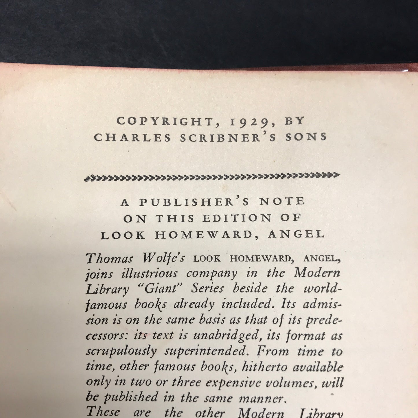 Look Homeward, Angel - Thomas Wolfe - Modern Library - 1929