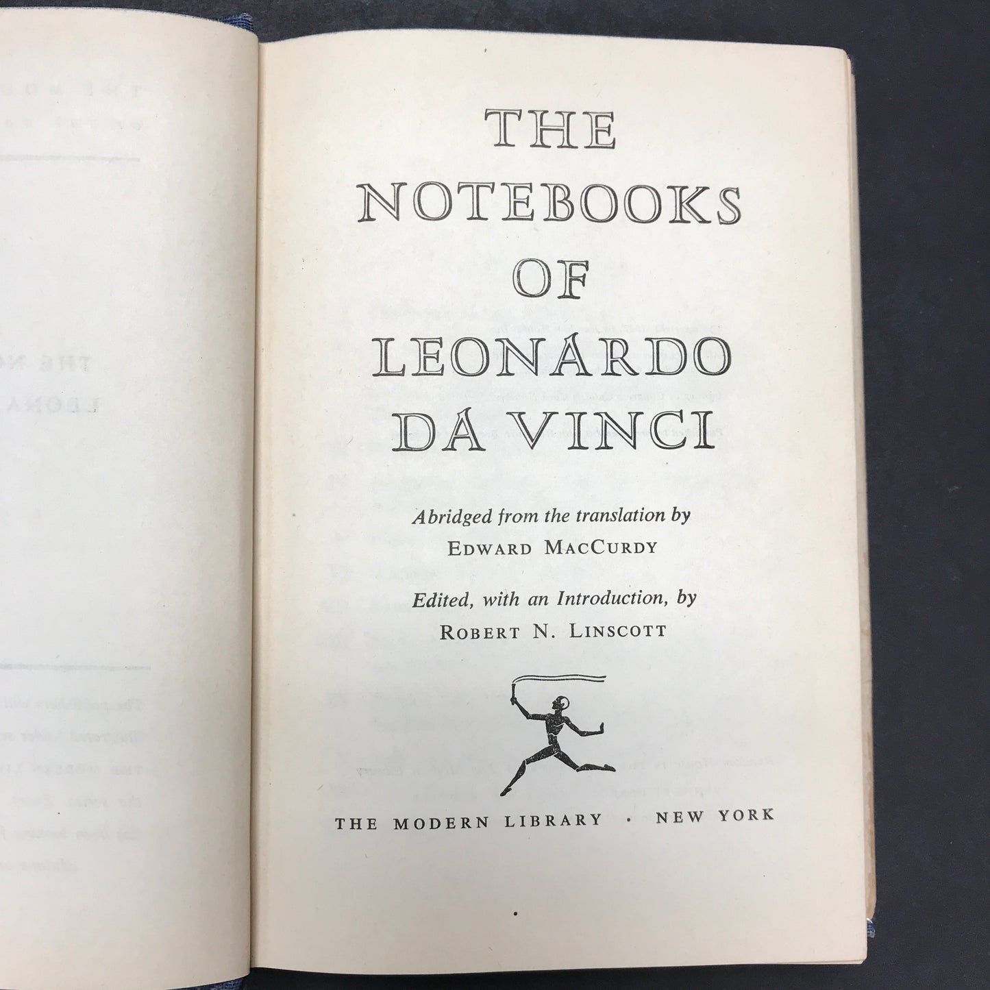 The Notebooks of Leonardo Da Vinci - Robert N. Linscott - Modern Library - 1957