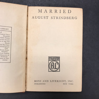 Married - August Strindberg - Modern Library - One of the First Twelve Modern Library Books -1917