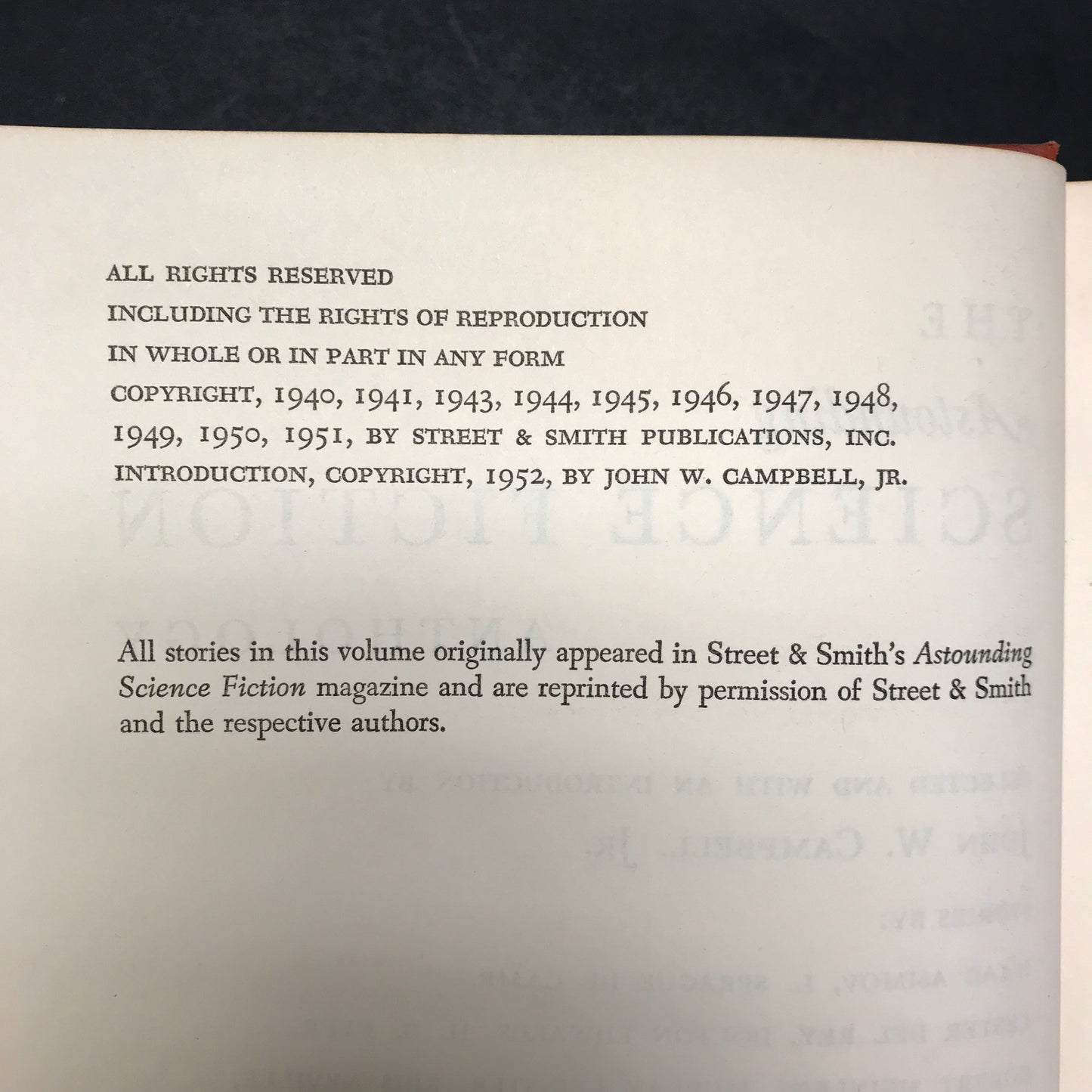 The Astounding Science Fiction Anthology - John W. Campbell, Jr. - Book Club Edition - 1952
