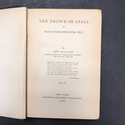 The Prince of India - Lew. Wallace - 2 Volumes - 1893