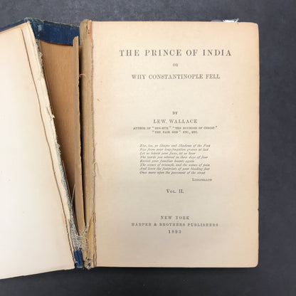 The Prince of India - Lew. Wallace - 2 Volumes - 1893