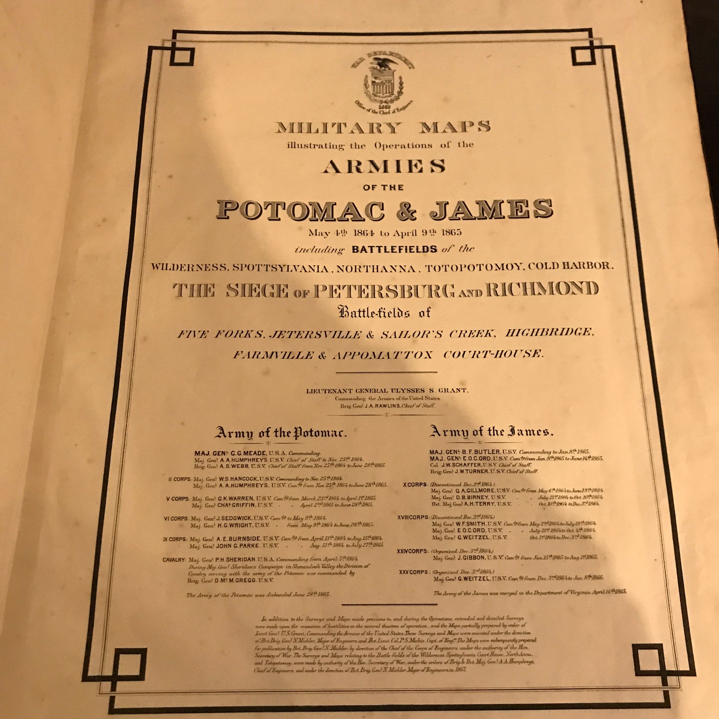 Military Maps Showing Operations of the Armies Potomac and James - Various - 1st Edition - 1869