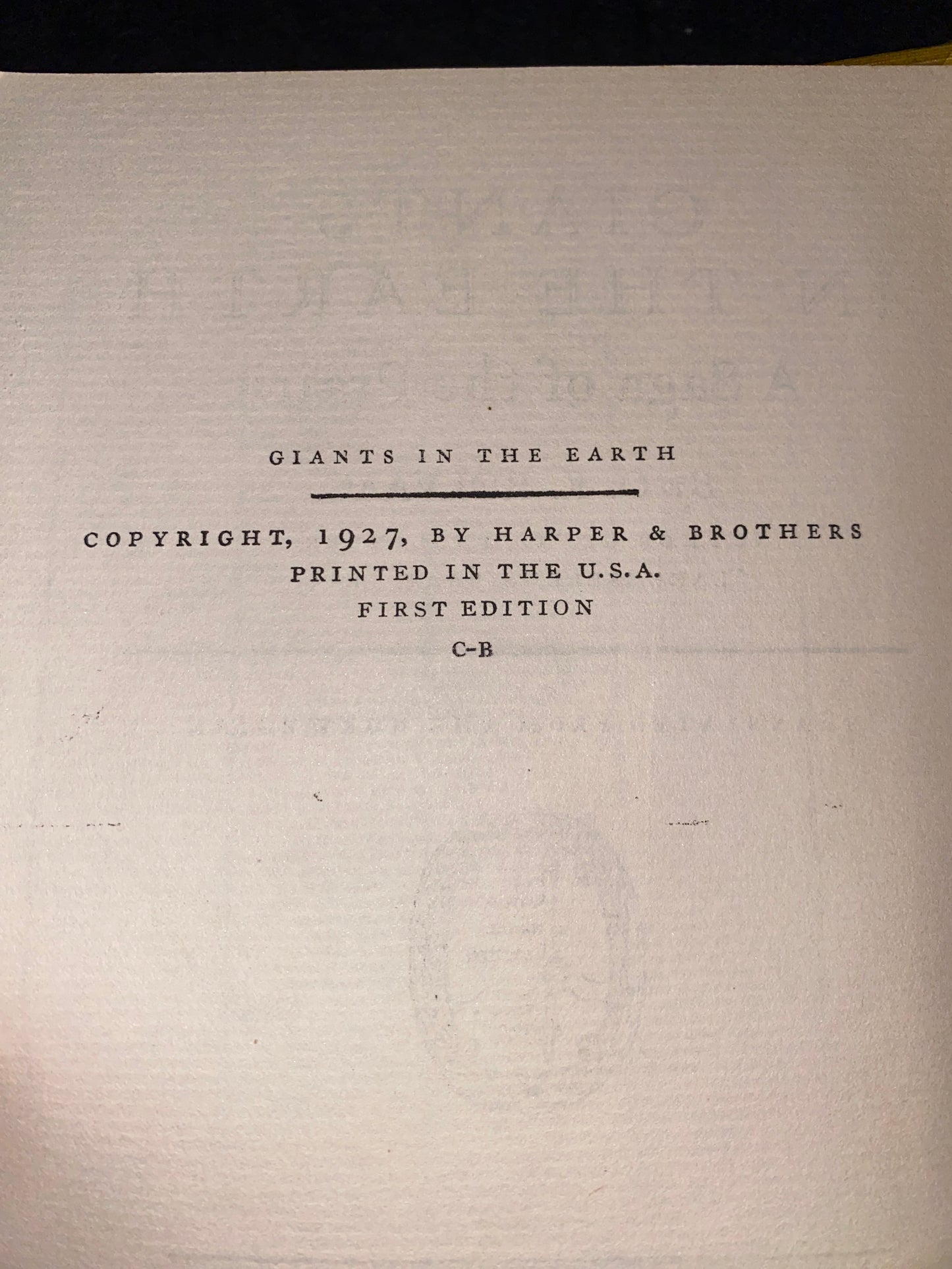 Giants in the Earth - O. F. Rolvaag - 1st Edition - 1927