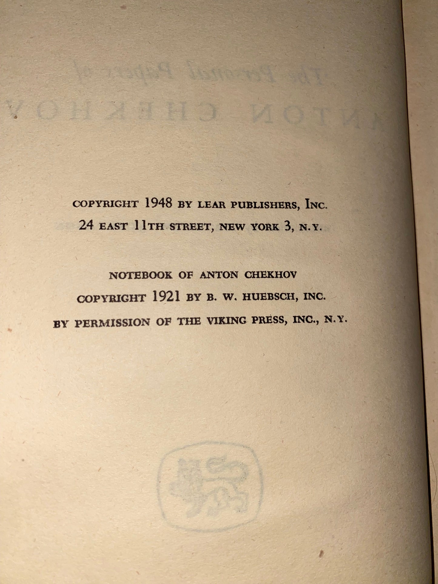 The Personal Papers of Anthony Chekhov - Anthony Chekhov - 1st Thus - 1948