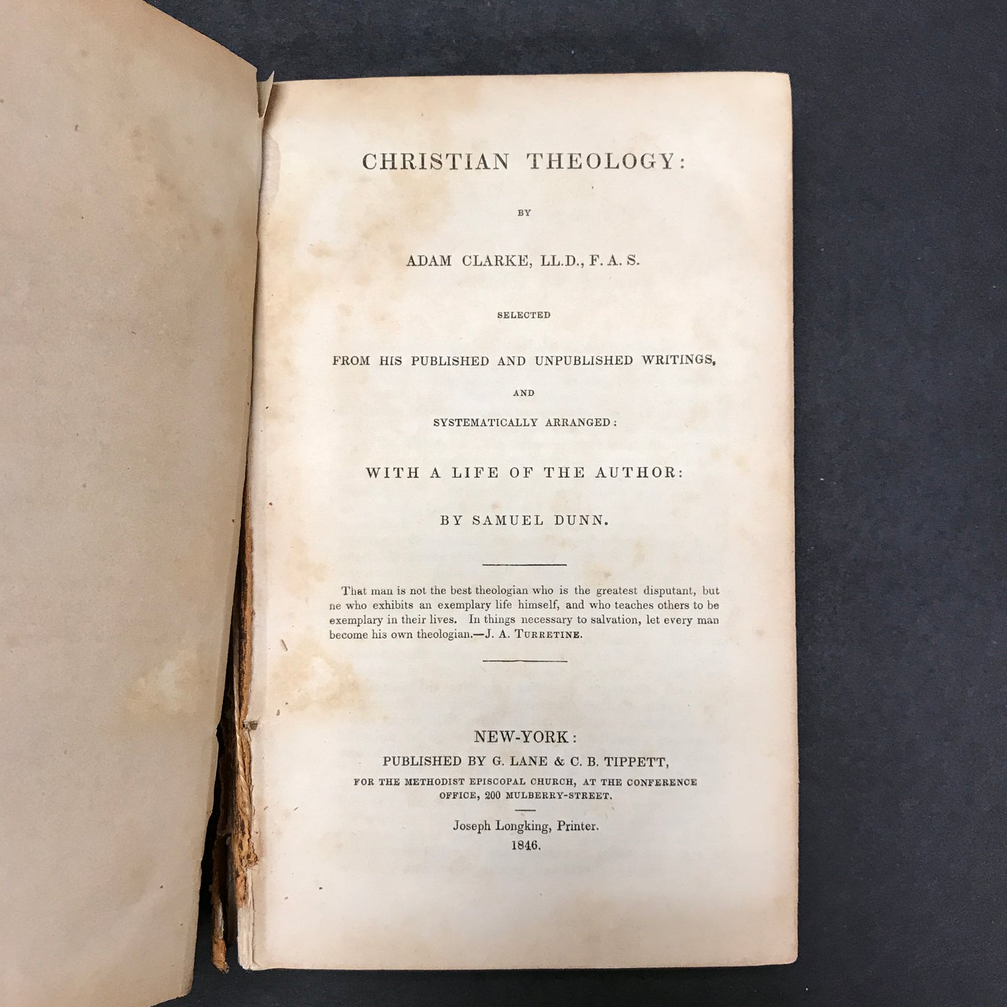 Christian Theology - Adam Clark - Damaged Front Cover and Lost Back Cover - 1846