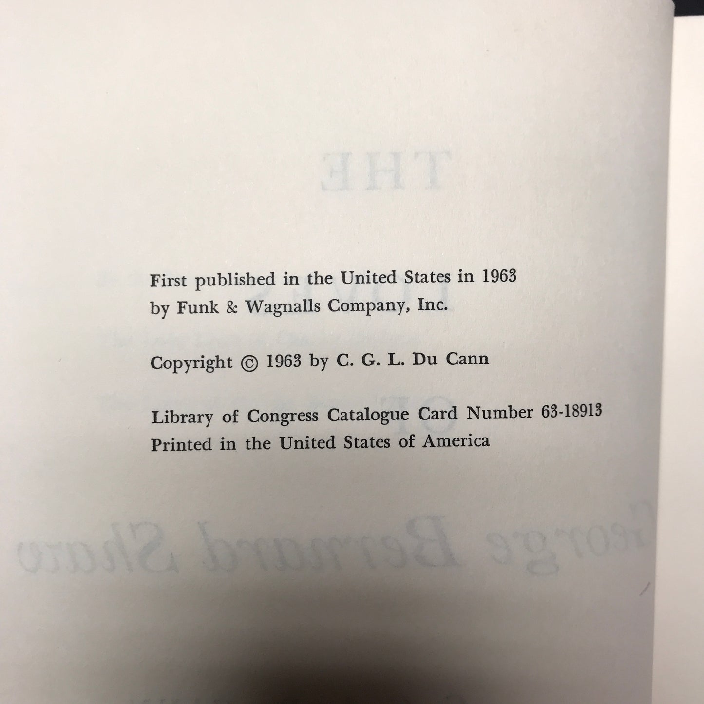 The Loves of George Bernard Shaw - C. G. L. Du Cann - 1st American Edition - 1963