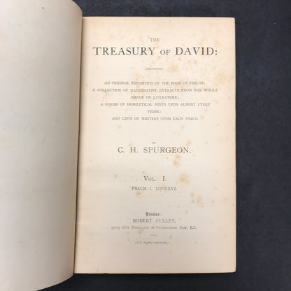 The Treasury of David - C. H. Spurgeon - Volumes 1,3,4,6,7 - 1910