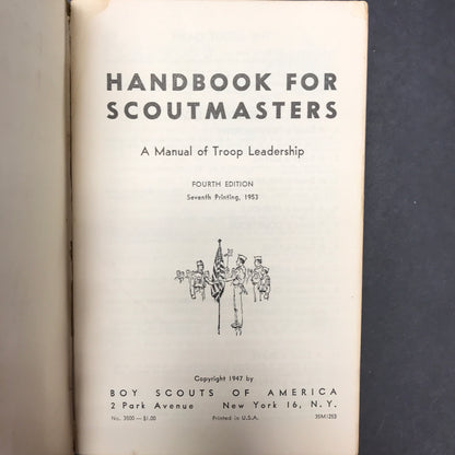 Handbook for Scoutmasters - Boy Scouts of America - 4th Edition - 7th Print - 1953