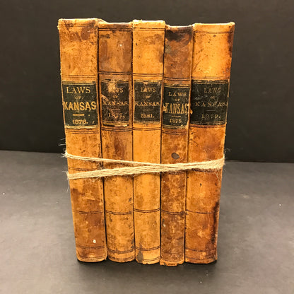 Laws of Kansas - Various - Set of 5 - 1875-1881