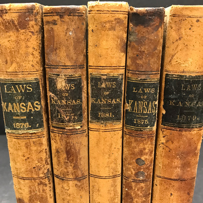 Laws of Kansas - Various - Set of 5 - 1875-1881