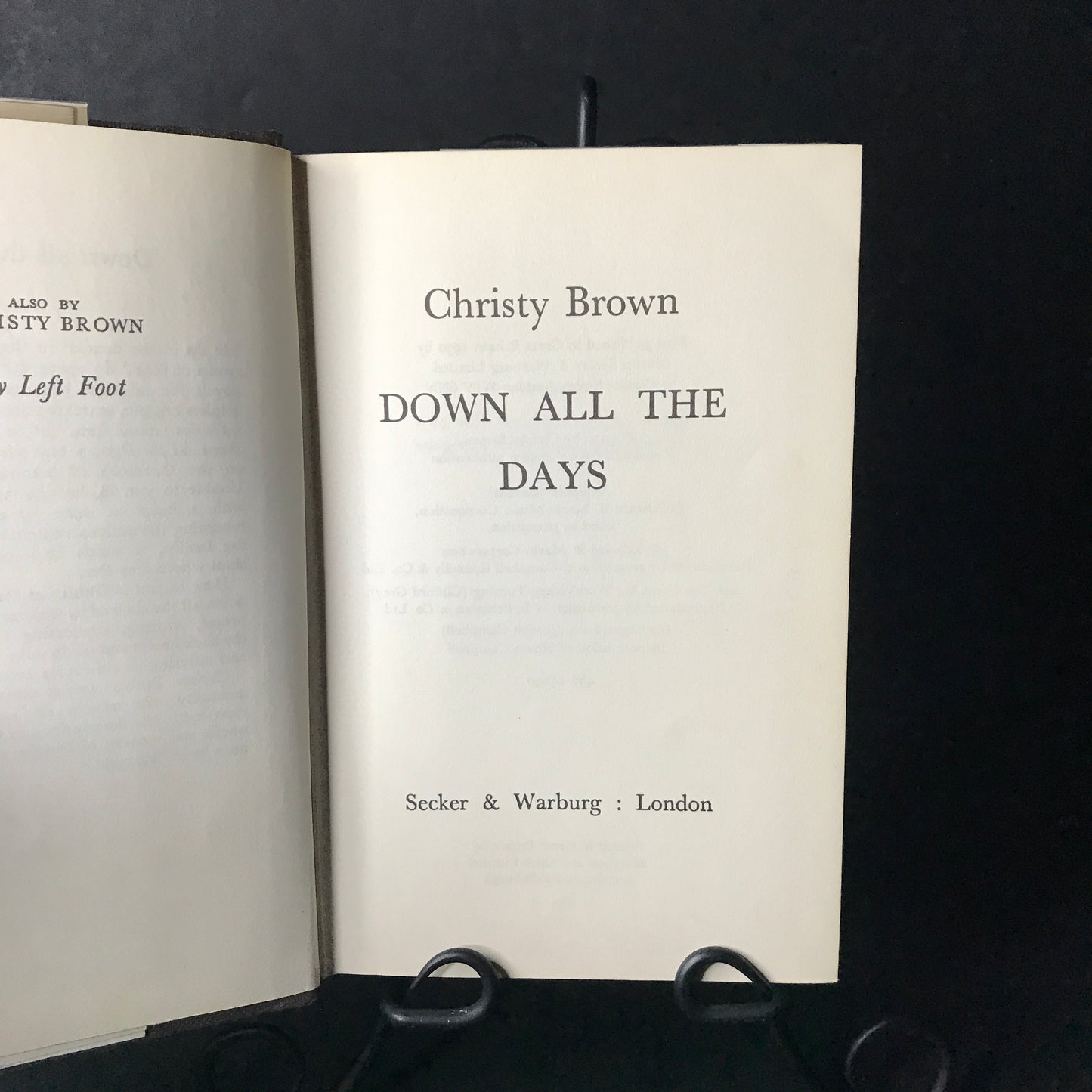 Down All The Days - Christy Brown - 1970 - First Thus