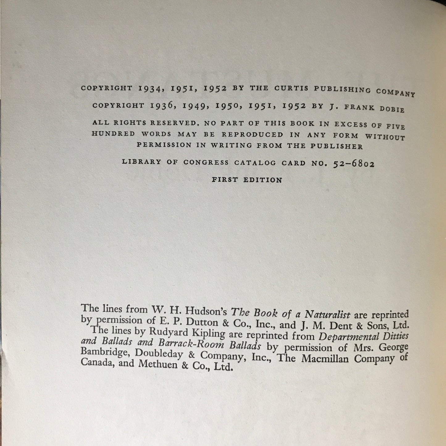 The Mustangs - J. Frank Dobie - First Edition - 1952