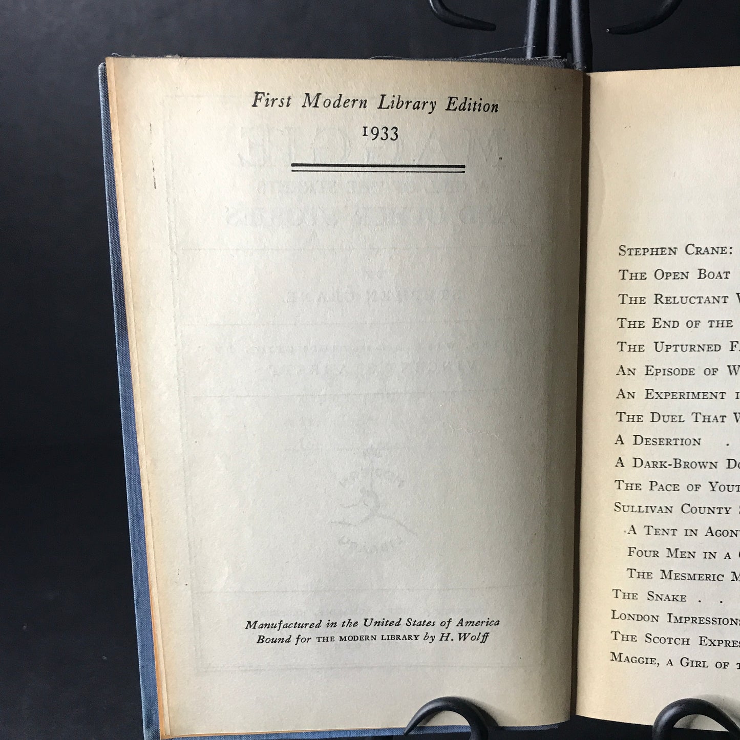 Maggie: A Girl of the Streets and Other Stories - Stephen Crane - 1933 - First Thus - Modern Library - Rare