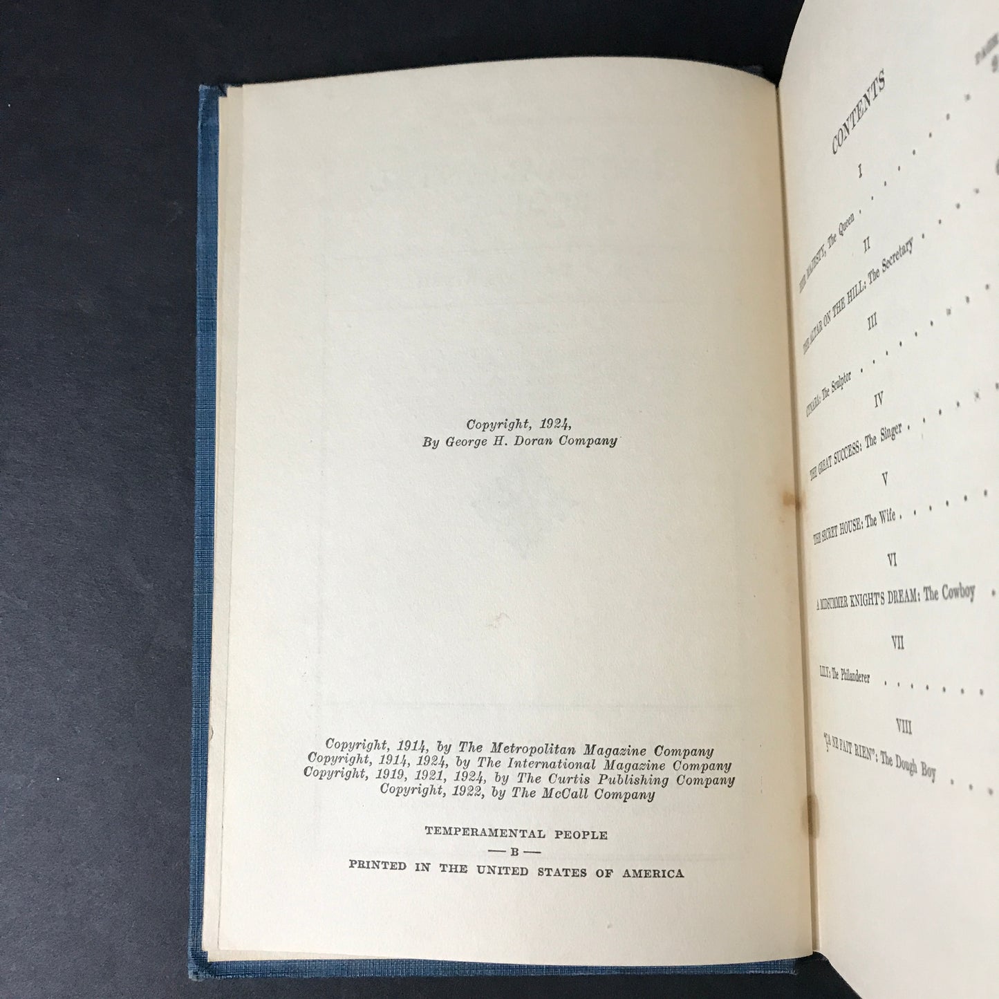 Temperamental People - Mary Roberts Rinehart - 1924 - Second Print