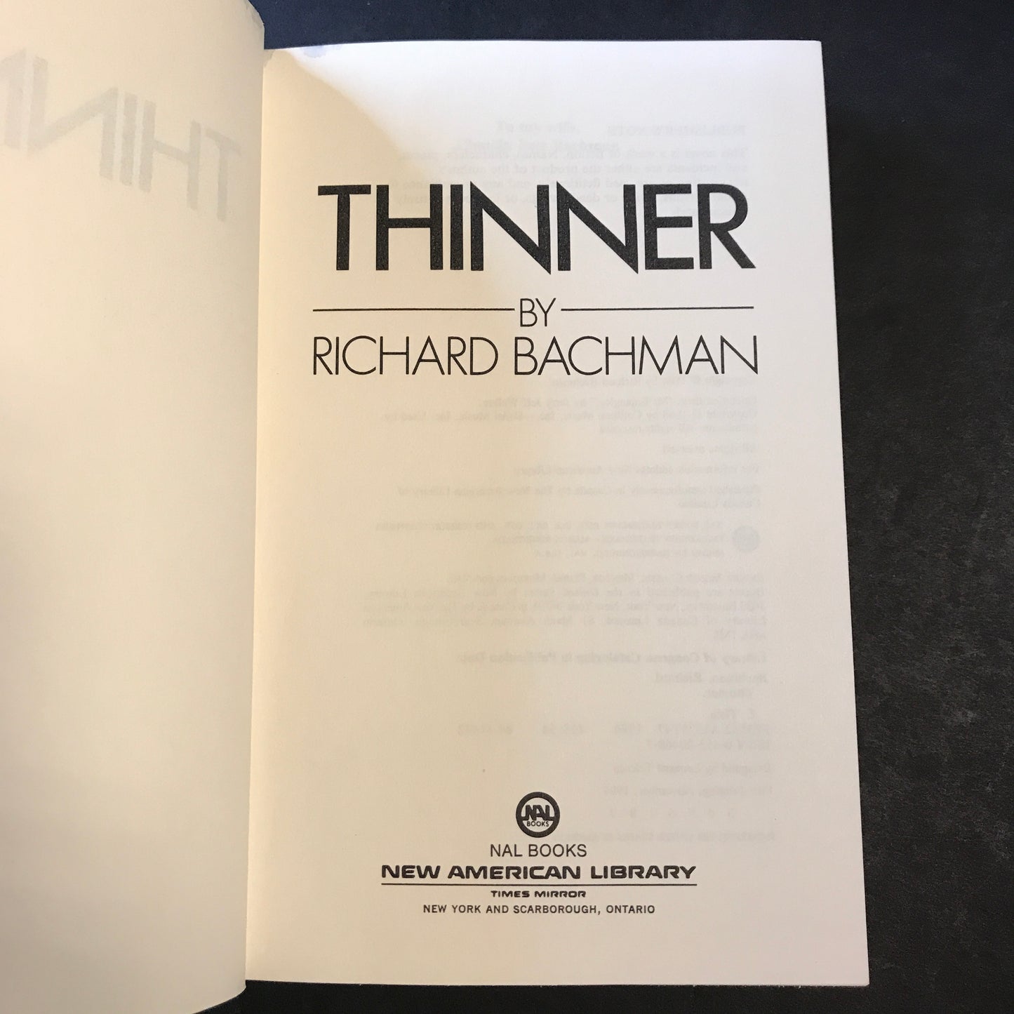 Thinner - Stephen King - 3rd Printing - 1984