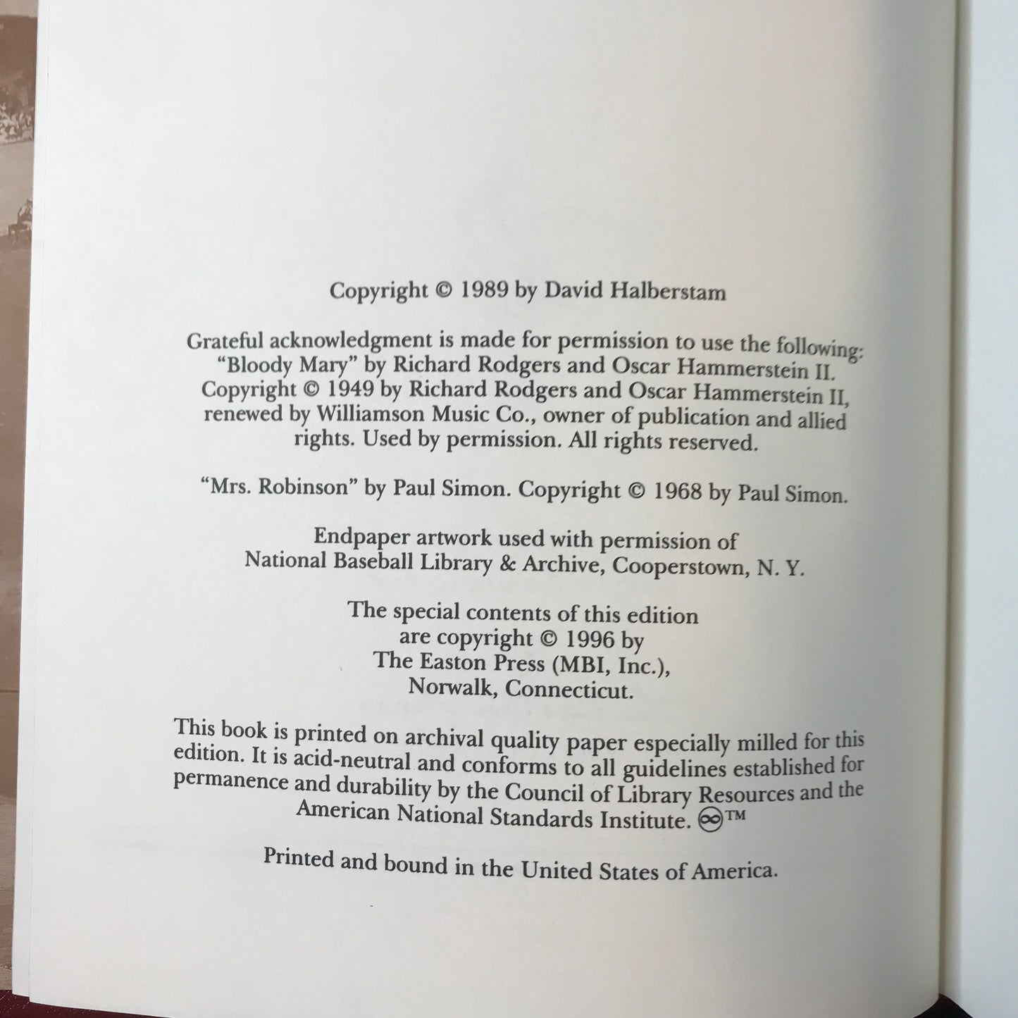 Summer of '49 - David Halberstam - Easton Press - 1996