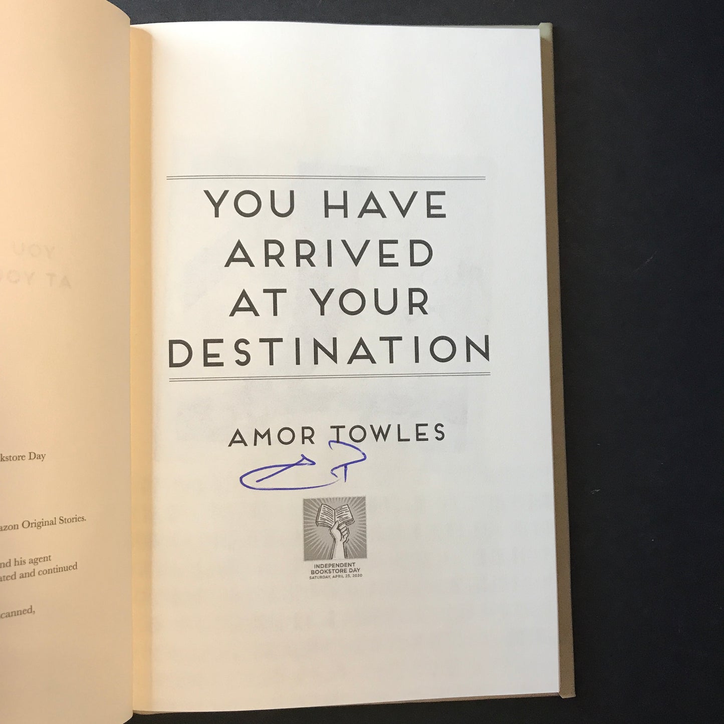 You have Arrived at Your Destination - Amor Towles - Signed - 1st Edition - 2020