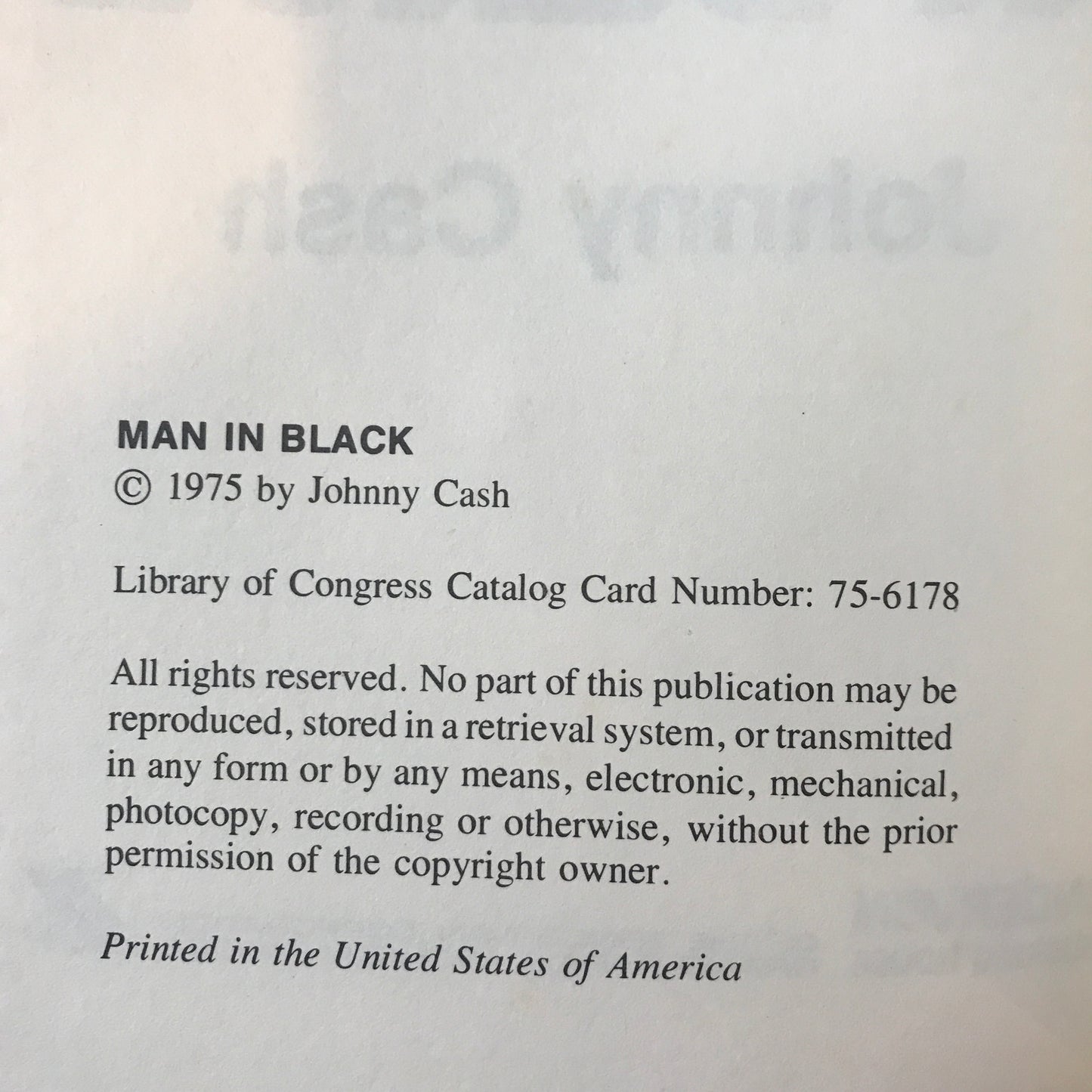 Man in Black - Johnny Cash - 1st Edition - 1975