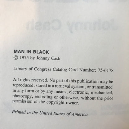 Man in Black - Johnny Cash - 1st Edition - 1975