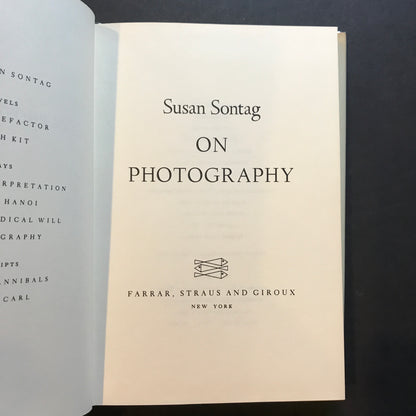 On Photography - Susan Sontag - 7th Print - 1978