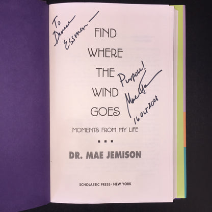 Find Where the Wind Goes - Dr. Mae Jemison - Signed - Ex Library - 2001