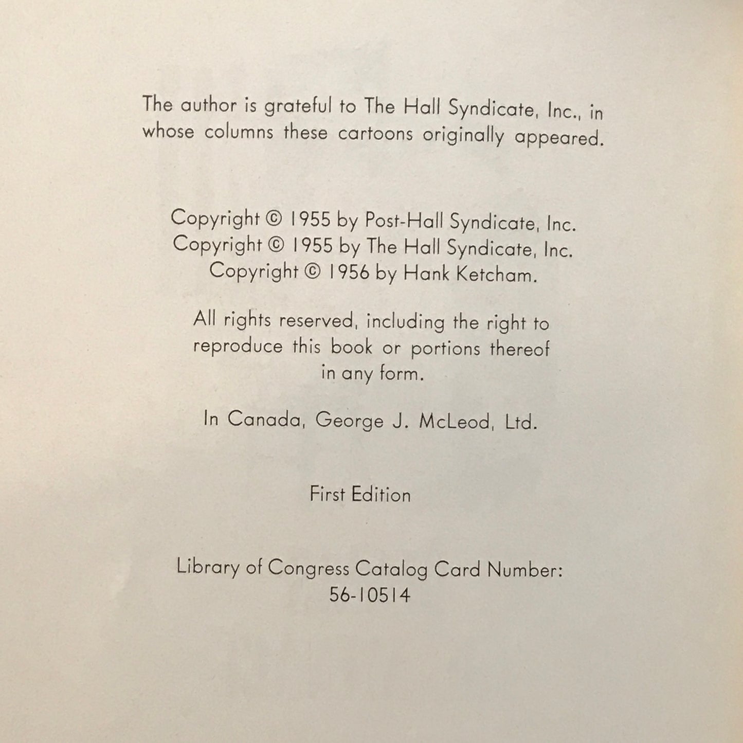 Dennis The Menace vs. Everybody - Hank Ketcham - 1st Edition - 1956