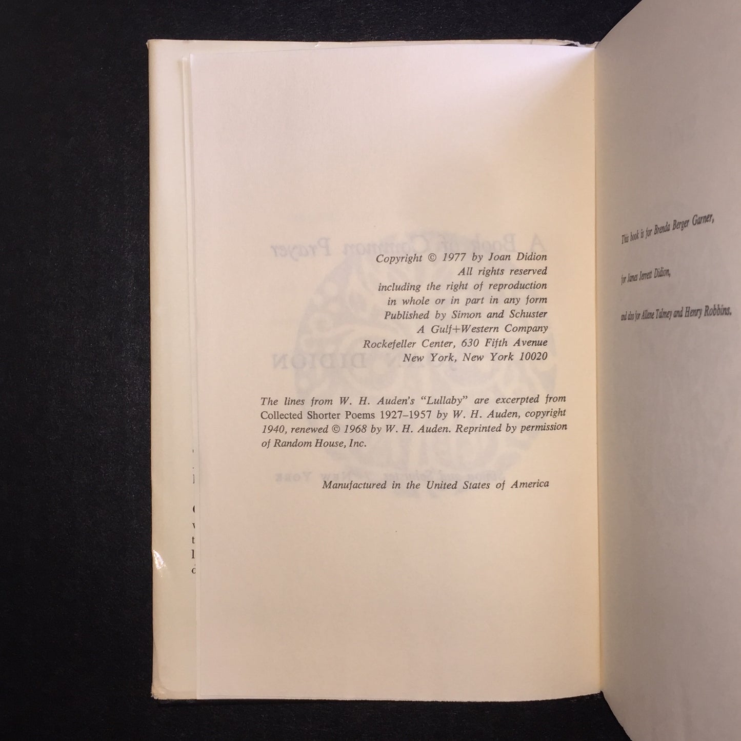 A Book of Common Prayer - Joan Didion - Book Club Edition - 1977