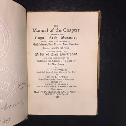 The Manual of the Chapter - John Sheville and James L. Gould - 1945