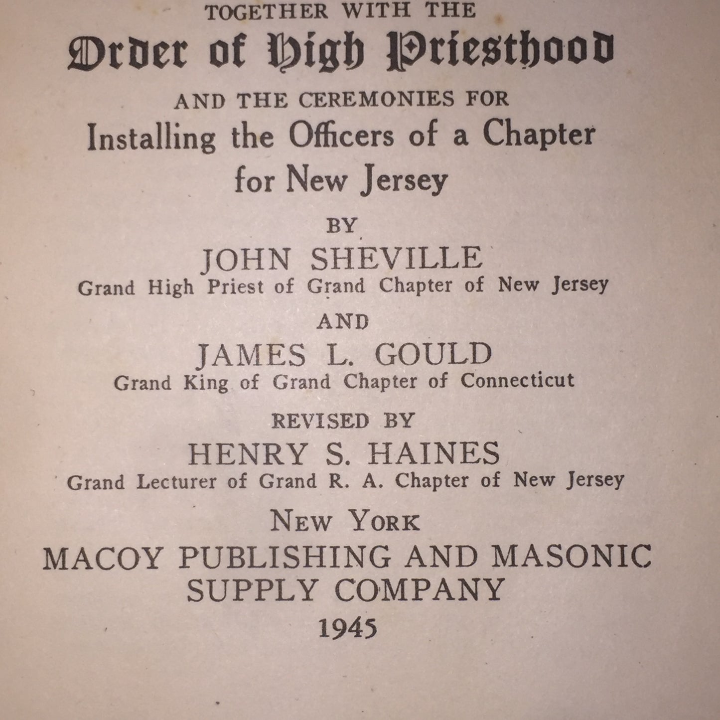 The Manual of the Chapter - John Sheville and James L. Gould - 1945