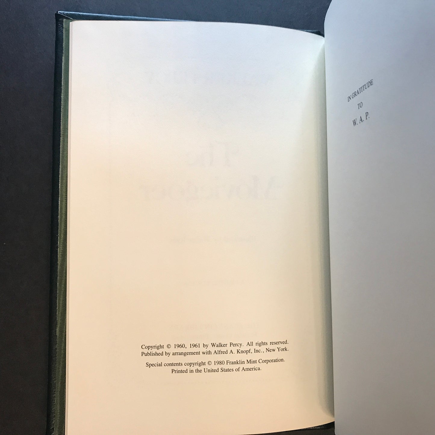 The Moviegoer - Walker Percy - Signed - Franklin Library - 1980