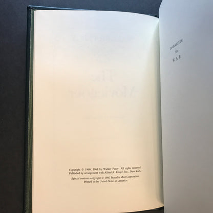 The Moviegoer - Walker Percy - Signed - Franklin Library - 1980