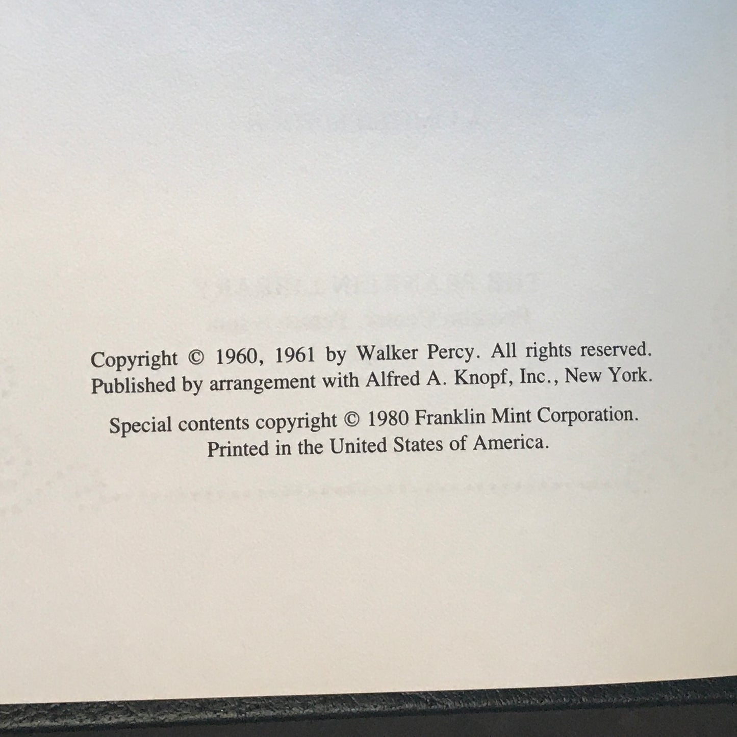 The Moviegoer - Walker Percy - Signed - Franklin Library - 1980