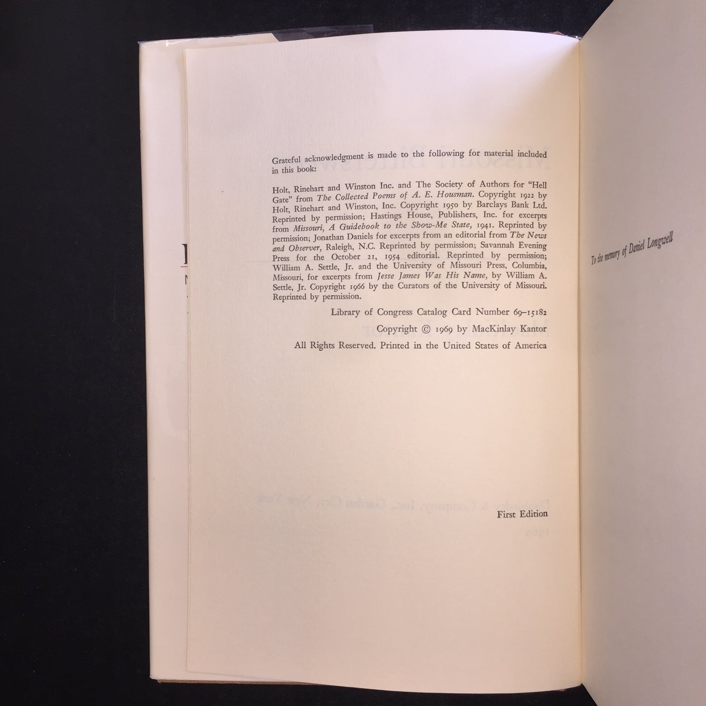 Missouri Bittersweet - MacKinlay Kantor - Signed - 1969