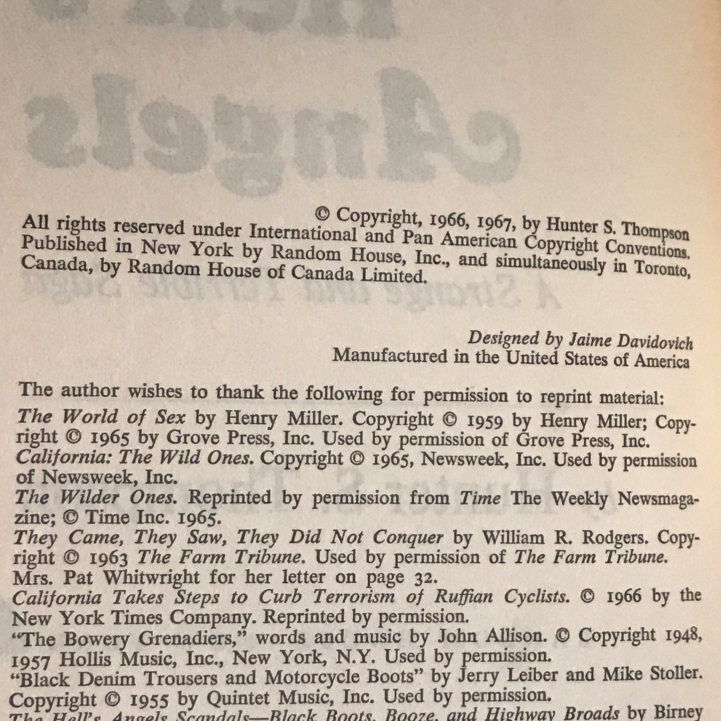 Hell's Angels - Hunter S. Thompson - Book Club Edition - 1967