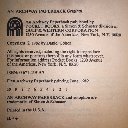 Bigfoot: America's Number One Monster - Daniel Cohen - 1982