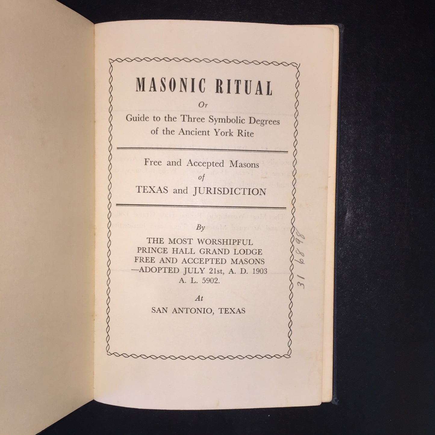 The Masonic Ritual: Texas - Self Published - Copyright Unknown