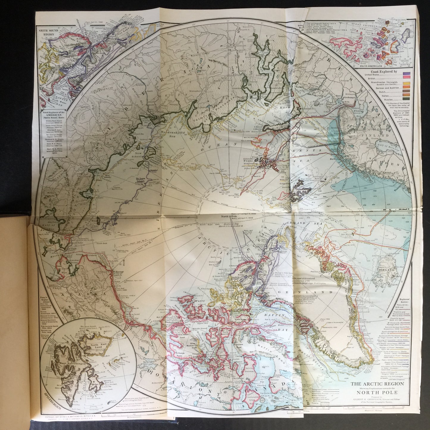 The North Pole - Robert E. Peary - First Edition - Fold Out Map - 1910