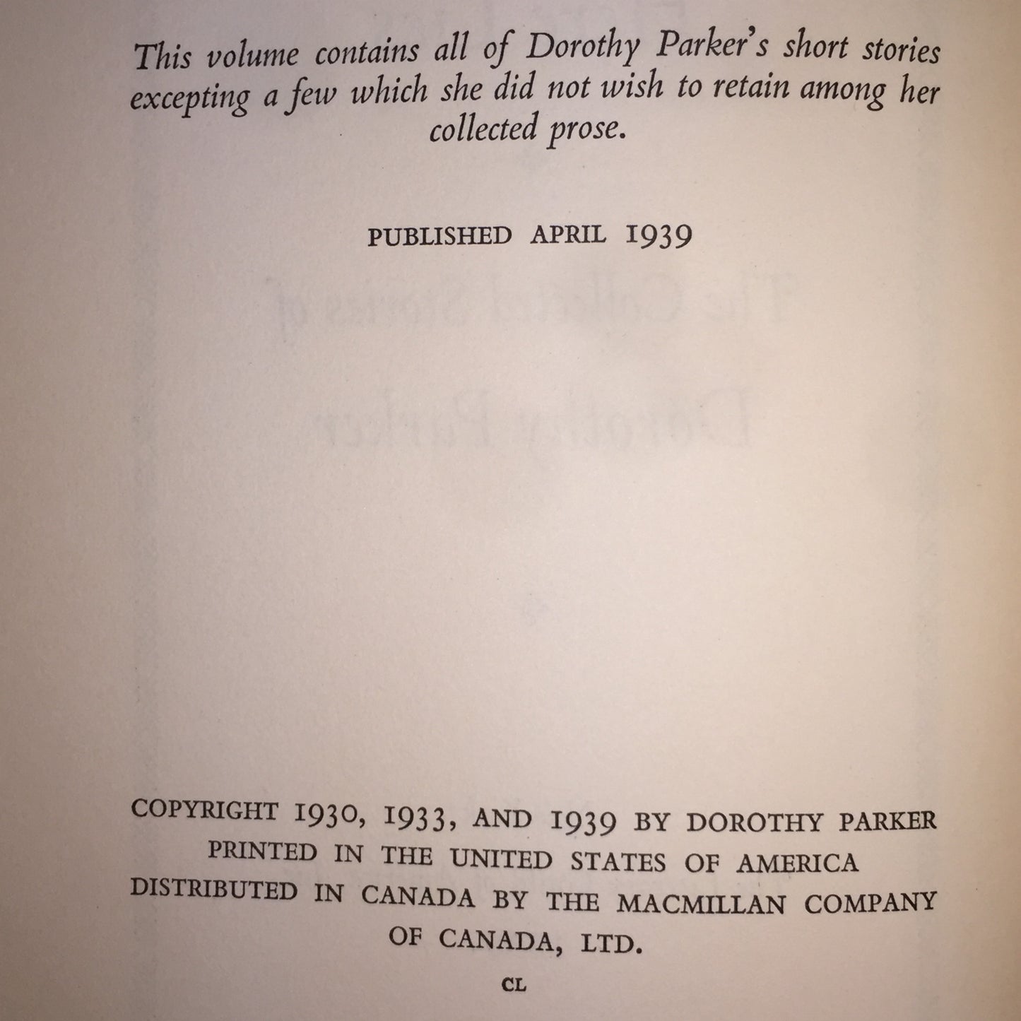 Here Lies: The Collected Works of Dorothy Parker - 1939 - Early Print