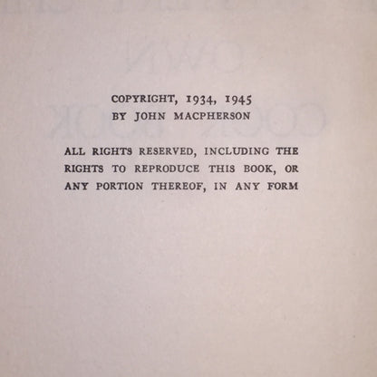 The Mystery Chef's Own Cook Book - John Macpherson - 1945