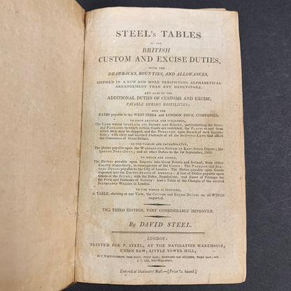 Steel's Custom and Excise Duties - David Steel - 1803