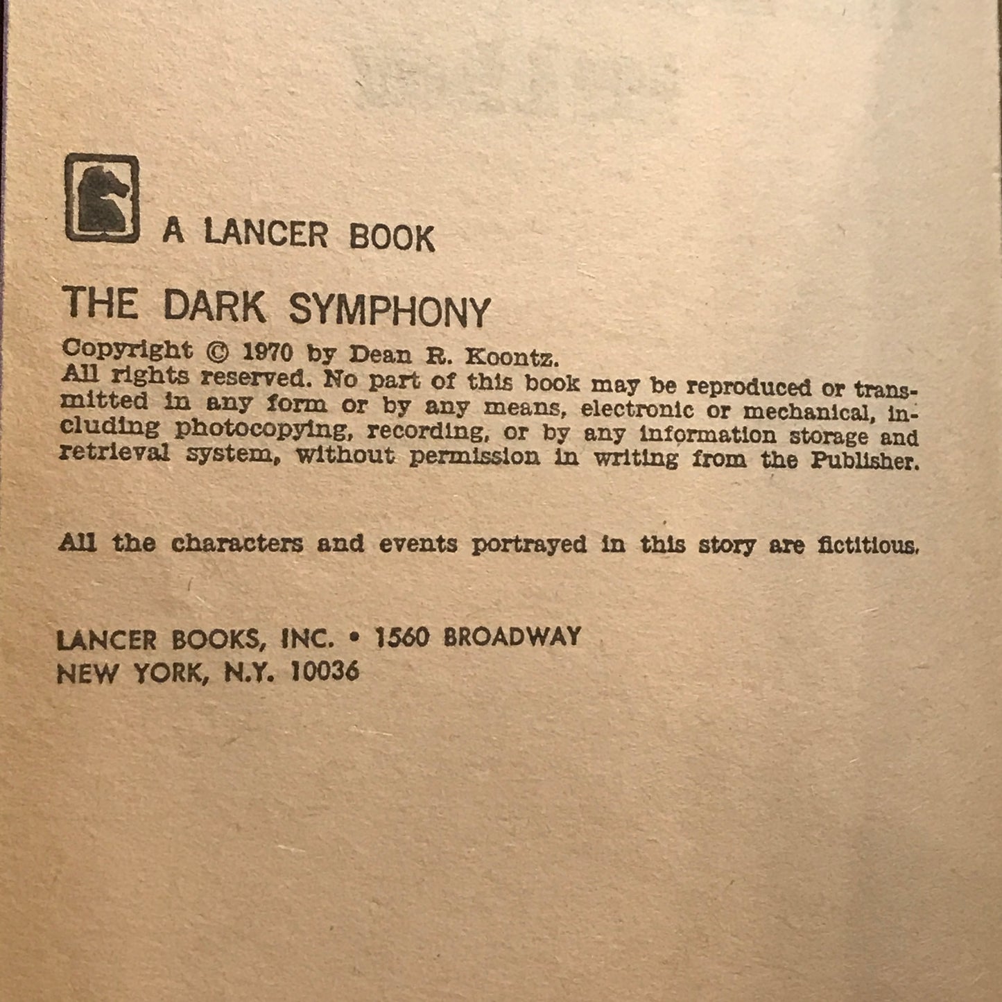 The Dark Symphony - Dean R. Koontz - 1st Edition - Scarce - 1970