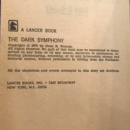 The Dark Symphony - Dean R. Koontz - 1st Edition - Scarce - 1970