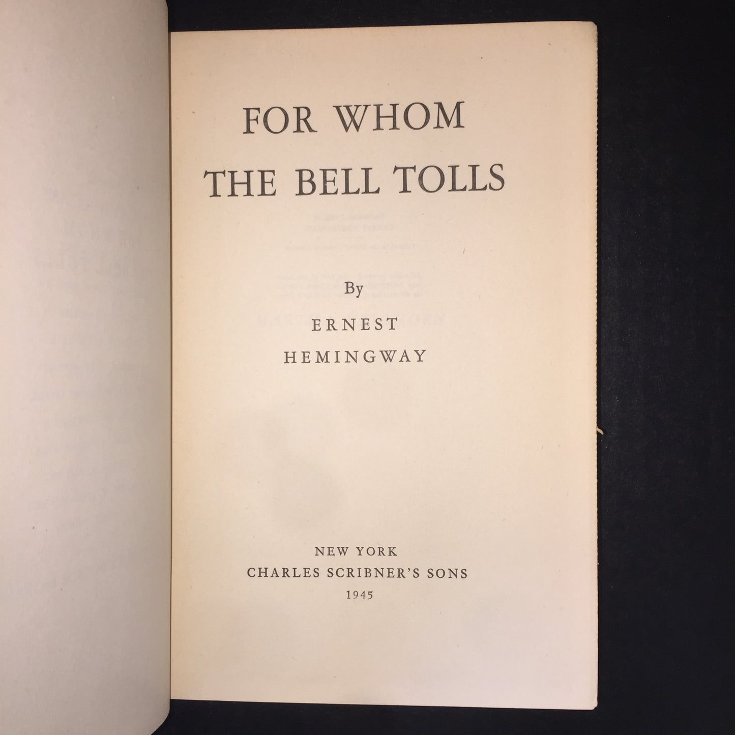 For Whom The Bell Tolls - E. Hemmingway - Later Print - 1945