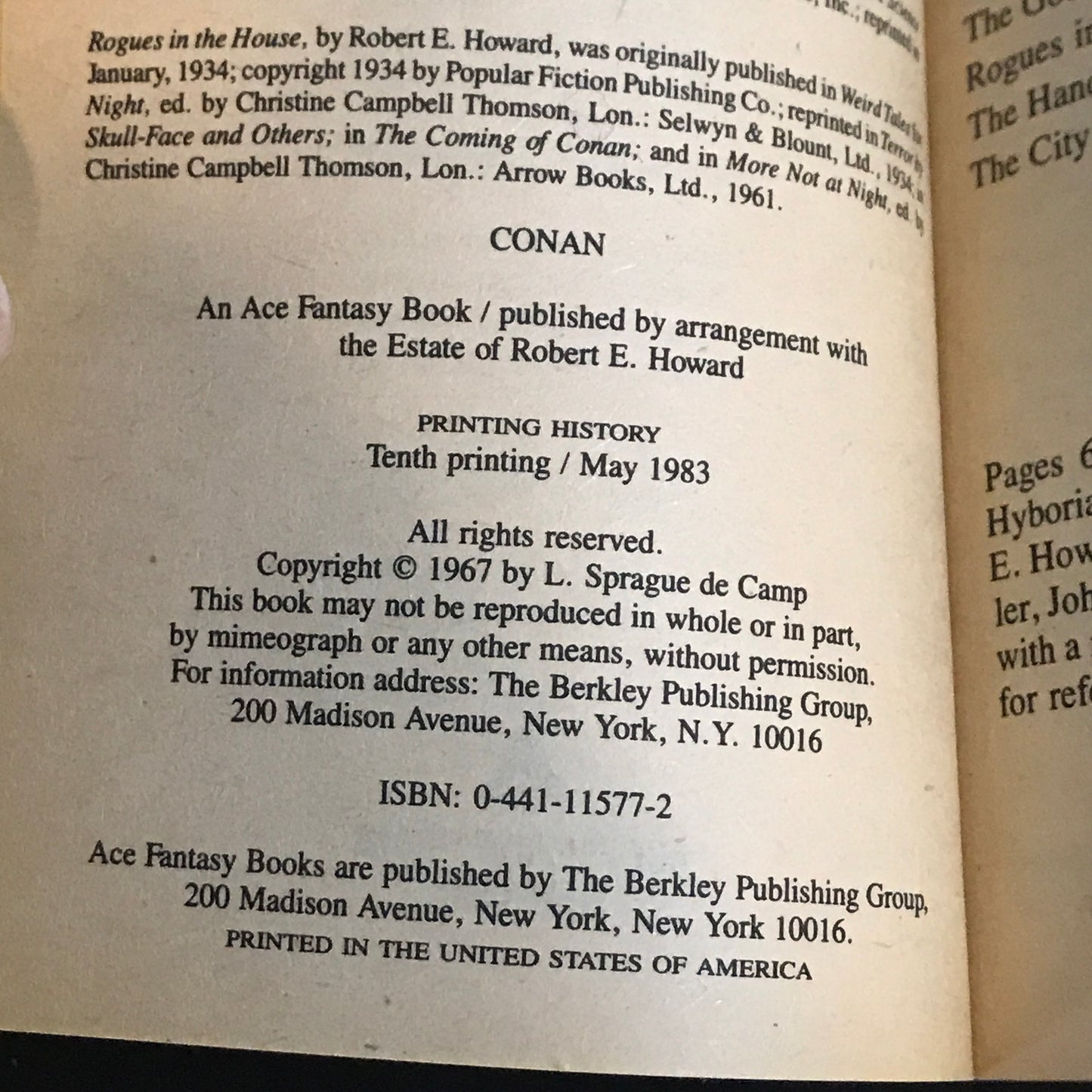 Conan - Robert E. Howard - 10th Print - 1983