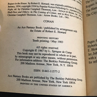 Conan - Robert E. Howard - 10th Print - 1983