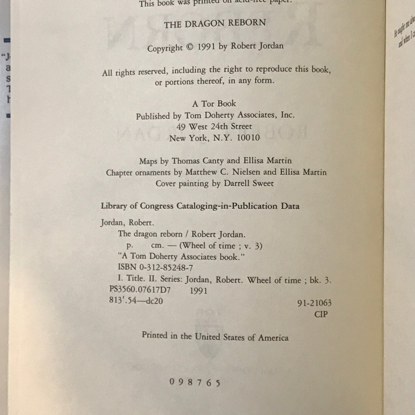 The Dragon Reborn - Robert Jordan - 5th Print - 1991