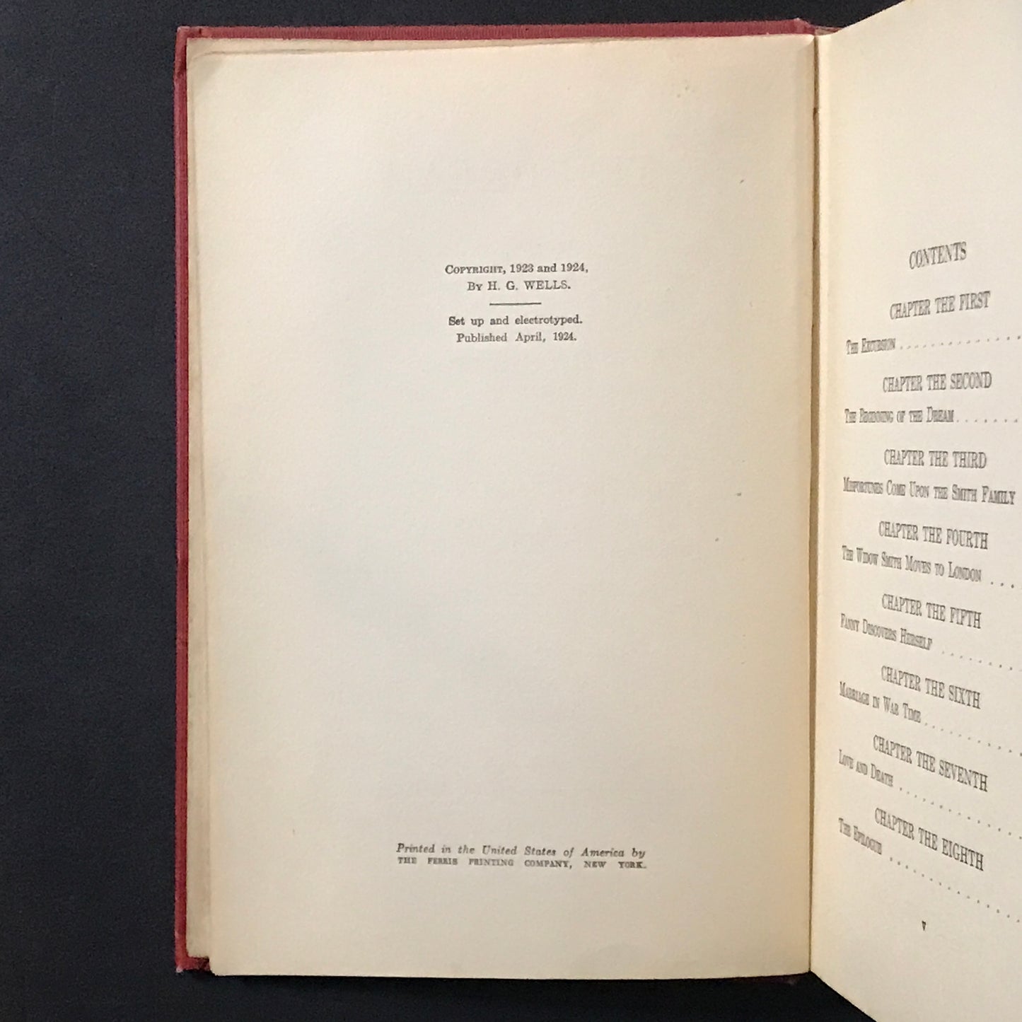 The Dream - H. G. Wells - Apparent 1st U. S. Edition - 1924