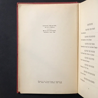 The Dream - H. G. Wells - Apparent 1st U. S. Edition - 1924
