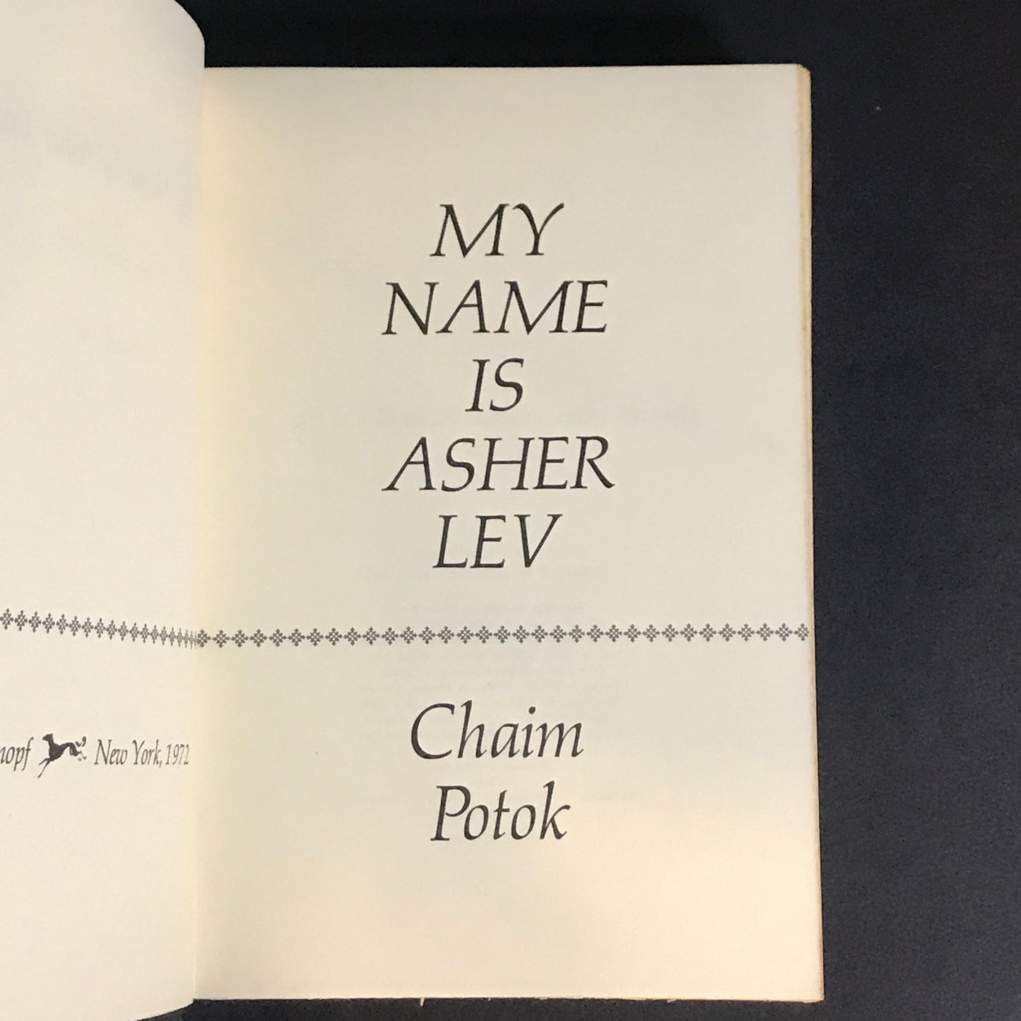 My Name is Asher Lev - Chaim Potok - 1st Edition - 1972